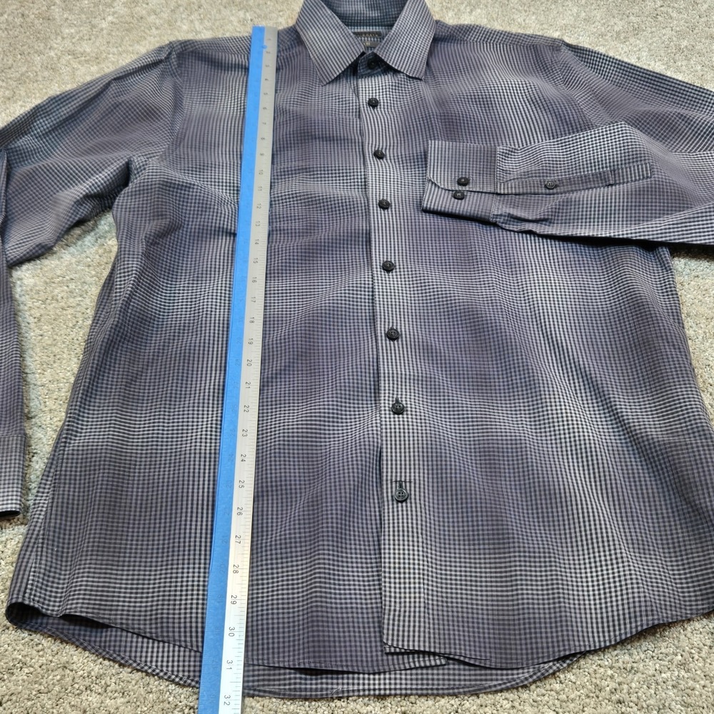 Calibrate Trim Fit Blue White Checkered Mens L Tall Button down long sleeve - Picture 4 of 8